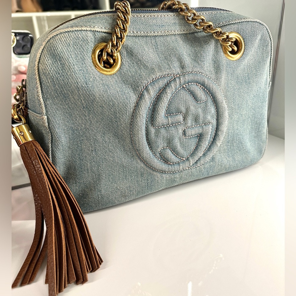 Gucci Soho Light Denim Chain Shoulder Bag